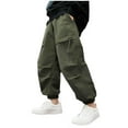 thumbnail image 2 of HAOTAGS Teen Boys Cargo Pants(5-15), Elastic-Waist Trousers with Multi-Pockets Casual Comfy Long Pants Green 12-13 Years, 2 of 7
