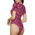 thumbnail image 4 of Uemuo Pink Butterfly Pattern Women's One Piece Short Sleeve Swimsuit Rash Guard Surfing Modest Quick-drying Swimsuit Beach Essentials-X-Large, 4 of 9