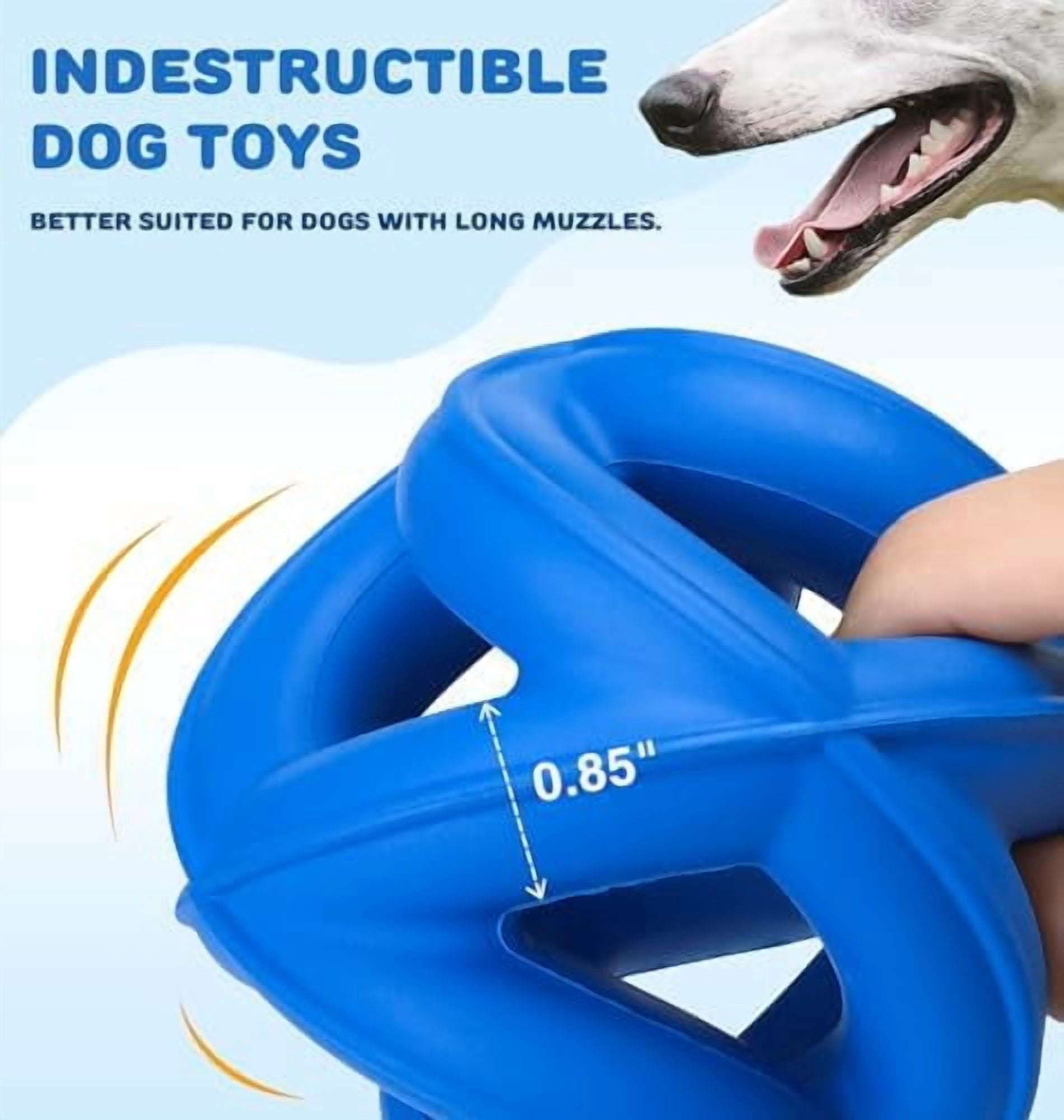 Natural Rubber Indestructible Dog Toys, Durable Dog Chew Toys for Aggressive Chewers - Non-Toxic, Dishwasher Safe, Interactive Dog Toys for Medium Large Breed Dogs, Fetch Training, Navy