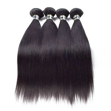 Beroyal Brazilian Straight Hair 4 Bundles Grade 7A Virgin Human Hair Extensions,