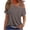 Gray, variant on Women Cold Shoulder Tops Off Shoulder Short Sleeve Casual Loose Blouse Trendy Summer T Shirt, Black XXL