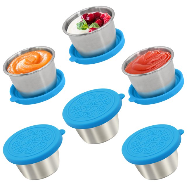 Recipiente para aderezo para ensaladas Qukaka, 80 ml x 6, inoxidable, a prueba de fugas