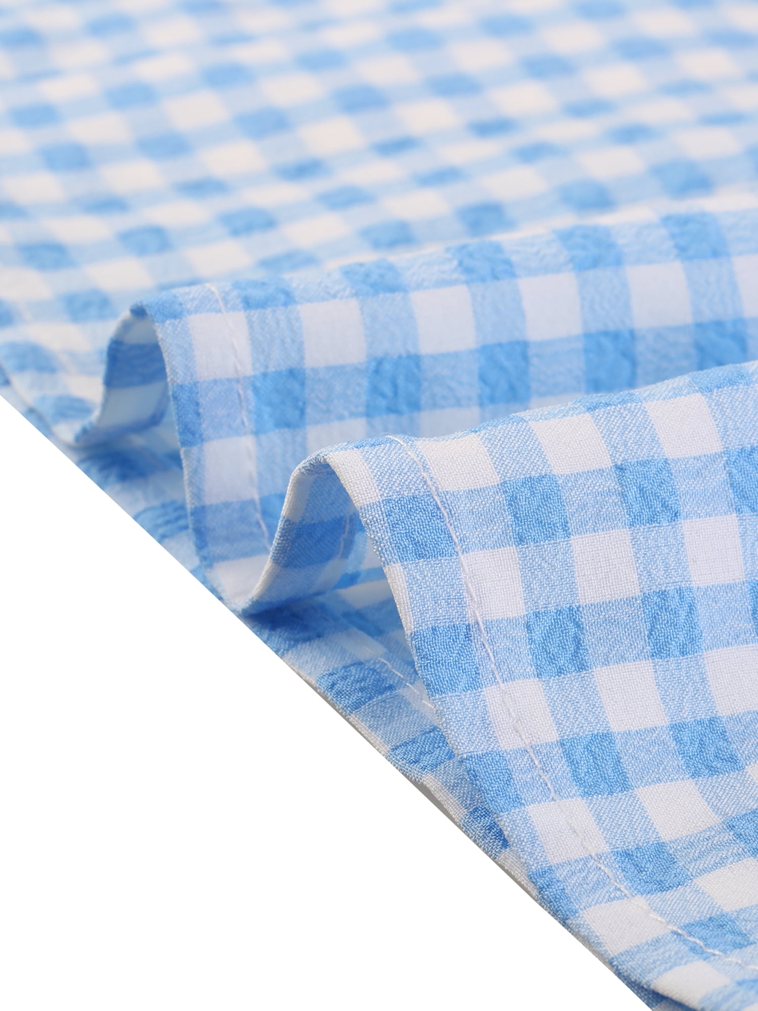 DARING DIVA Women's Plaid Button Down Puff Peter Pan Collar Shirt M Light Blue