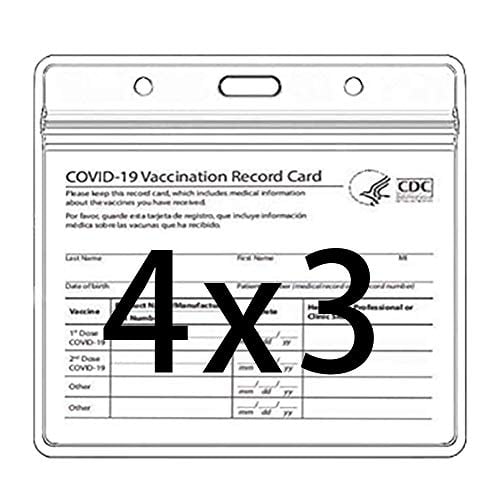 Vax Document Holders with Resealable Zip 12 Pack Plastic ID Holder for Vaccination Card Clear Plastic Card Sleeves with Lanyard PVC Material -4.8x4 Waterproof Card Protector 