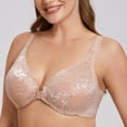 thumbnail image 3 of MELENECA Women's Plus Size Front Closure No Padding Full Coverage Lace Underwire Bra Beige 40C, 3 of 6