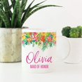 thumbnail image 2 of CTDream Wedding Party Personalized 11oz. Coffee Mug Gift, Olivia Maid of Honor, Tropical Floral Hibiscus Flowers Garden Party, 1-Pack, Custom Birthday Present Ideas, 2 of 6