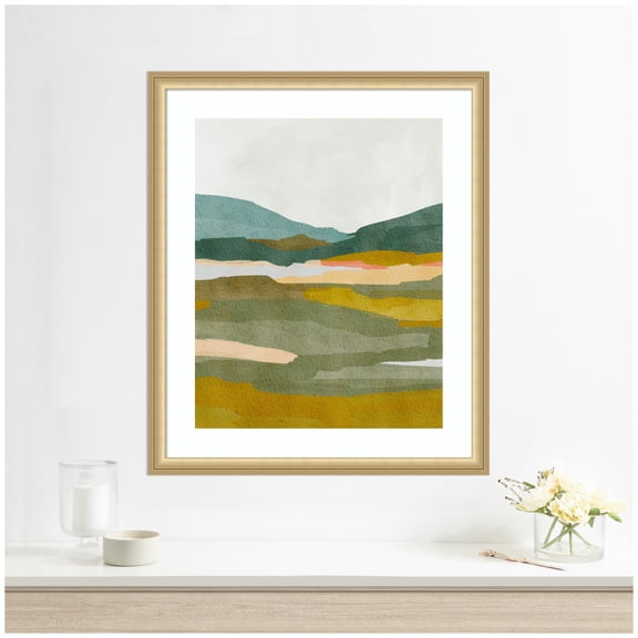 Kate and Laurel Framed Wall Art Print 'Vibrant Abstract' by Nikita Jariwala, 22 x 26, Florence Gold Frame, Modern Contemporary, Abstract Art for Wall Decor