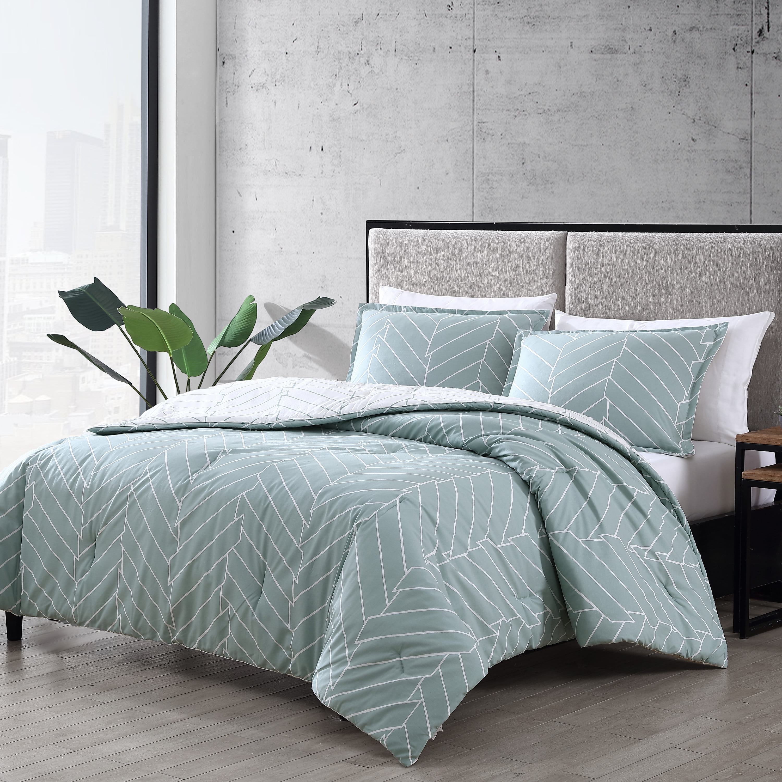 City Scene Ceres Green Comforter Set, Full/Queen
