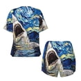 thumbnail image 5 of Lsque Vintage Starry Sky Shark Women's Short-Sleeved Pajama Set - 2 Piece Soft and Lightweight Sleepwear Set-X-Large, 5 of 9