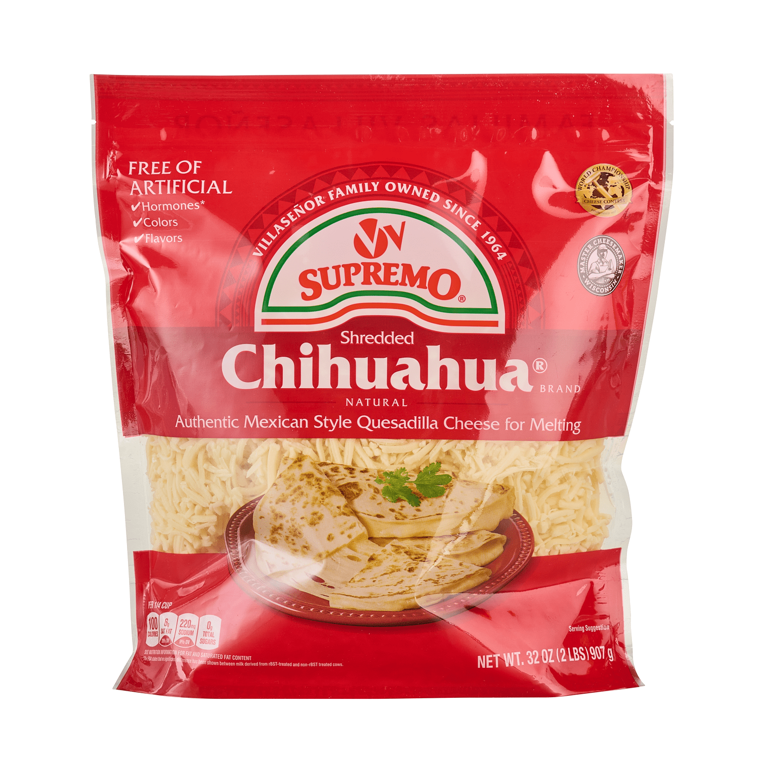 V & V Supremo Natural Shredded Authentic Quesadilla Cheese, 32 Oz