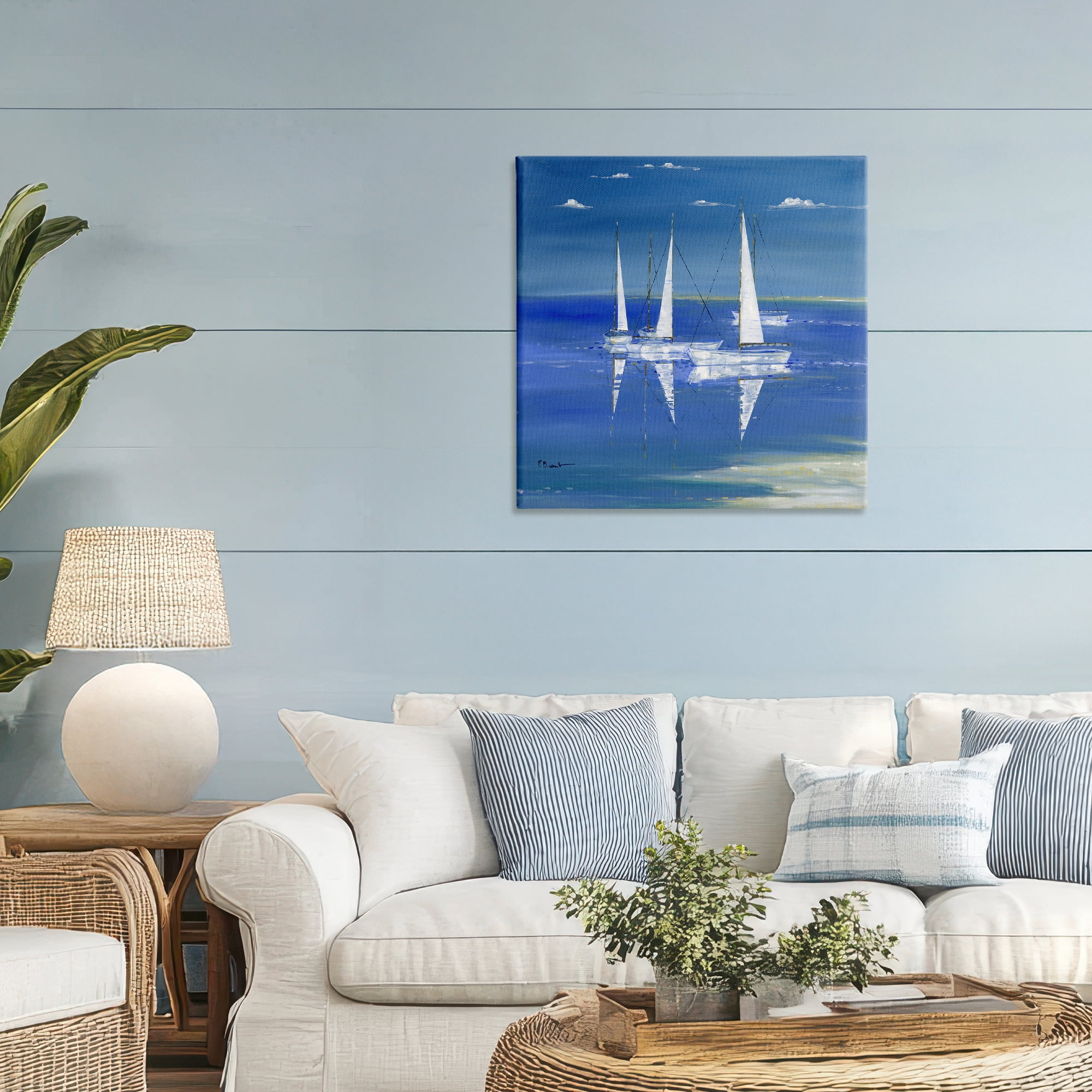 Stupell Industries Serenity Sailboats Reflected on Water Canvas Wall Art, design by Paul Brent