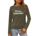 thumbnail image 2 of HOMBOM Christmas Tops for Women Comfy Long Sleeve Army Green Christmas Tree Ugly Crewneck Xmas Ladies T Shirts, 2 of 9