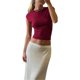 thumbnail image 1 of Sunloudy, blusas cortas para mujer, suéter de moda de Color sólido de manga corta para mujer, camiseta reversible en la parte delantera y trasera, rojo/azul Sunloudy  moda, 1 of 6