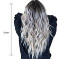 thumbnail image 5 of Mujeres larga rizada de gradiente de pelo gris raíz negro delantero frente wavy wig sintético peluca de calor resistente al calor 70 cm Jooan Modelo, 5 of 5