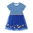 thumbnail image 2 of HAOYNU Kids Toddler Short Sleeve Dresses for Girls,Baby Spring Fall Stripe Dresses Princess Dress Mid Length Cute Princess Dress Dresses Mesh Skirt for 2-7Years, 2 of 8