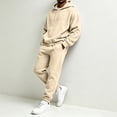 thumbnail image 5 of 2026 Men's Hoodie Sweatshirt Jogger Pants 2 Piece Set Winter Casual Fleece Hoodies and Sweatpants Outfits Jogging Suits Sets Beige 3XL, 5 of 6