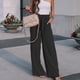 thumbnail image 3 of Pantalones Elegantes Pantalones plisados ​​cómodos de lino de algodón Traje de dama de oficina de estilo bohemio suelto para damas Ygjytge para Mujer Negro T XXL, 3 of 7