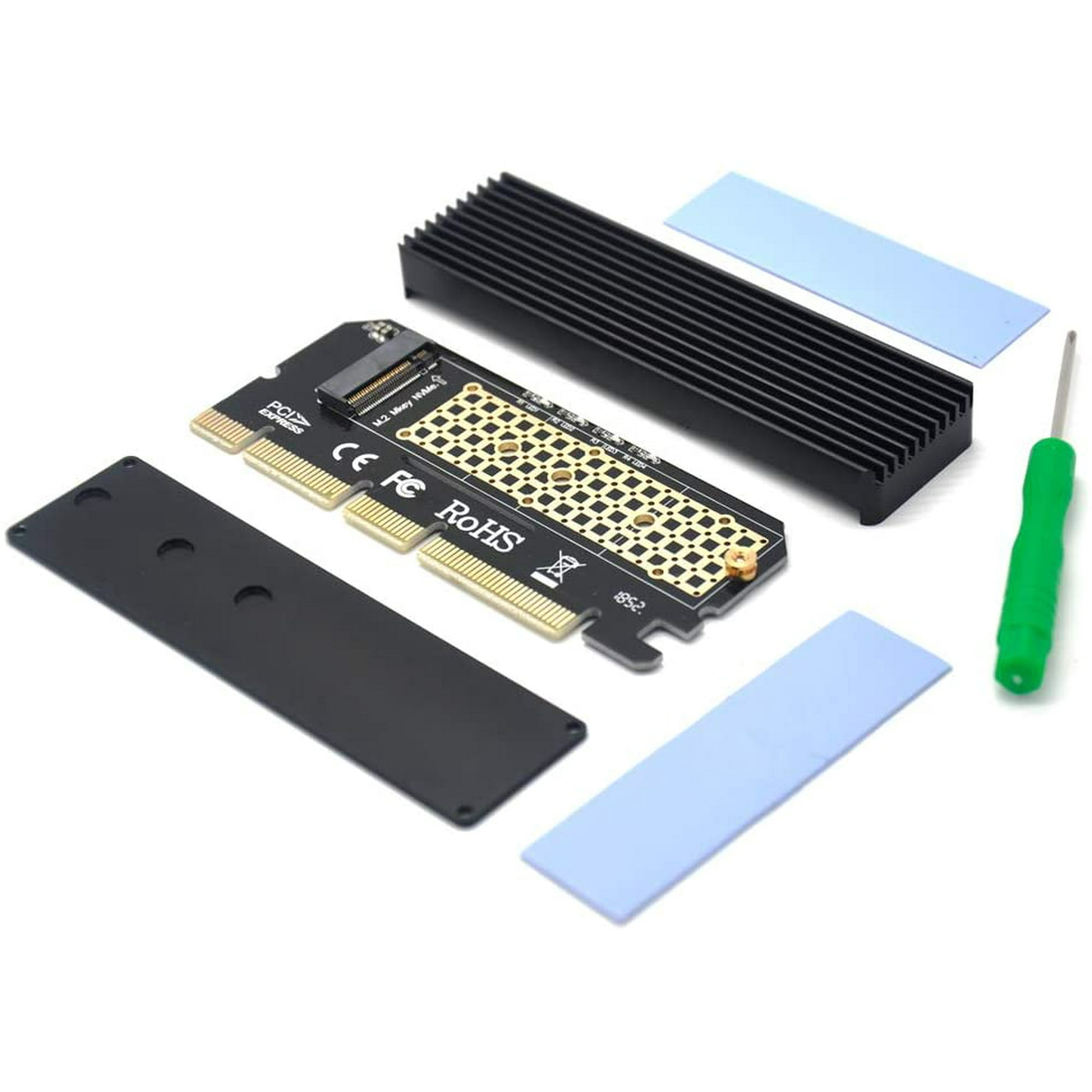 Padarsey Nvme Adapter Pcie X16 With Heat Sink M 2 Ssd Key M To Pci Express Expansion Card Support Pcie X4 X8 X16 Walmart Canada
