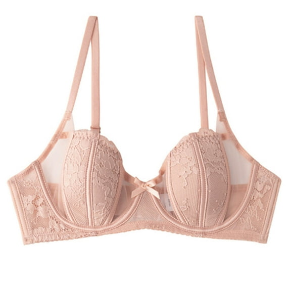 XFLWAM Womens Underwire Adjustable Straps Bra Push Up Mesh Sheer Comfortable Bralette Bowknot Lift Floarl Lace Everday Bras