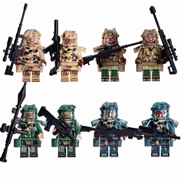 StarBuild 8 Paquete de Batalla de Fuerzas Especiales – Figuras en Miniatura de Soldado de Desierto, Jungla y Mar, Muñecos de Acción de 1.75 Pulgadas con Equipo, Regalo Ideal para Niños de 6+ Años