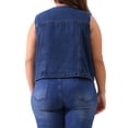 thumbnail image 3 of Chaleco de mezclilla sin mangas de mujer plus size Agnes Orinda, con botones, cuello en V, casual, talla 4X, color azul, 3 of 6