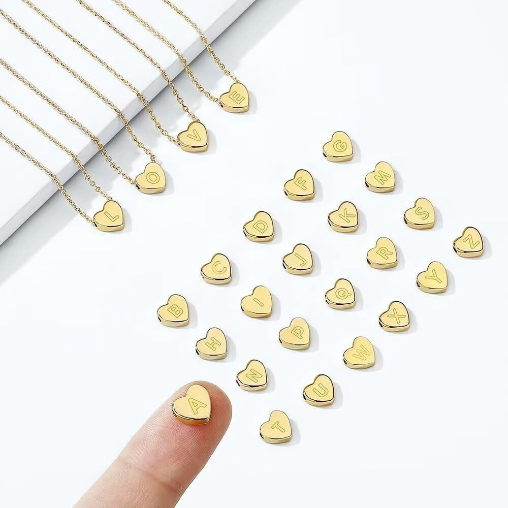 Turandoss 14K Gold Plated Charm Tiny Heart Initial Pendant Necklace for Women Jewelry Personalized Birthday Teacher Appreciation Mothers Day Graduation Gifts for Her Mom Kids Teen Girls Wife Ideas
