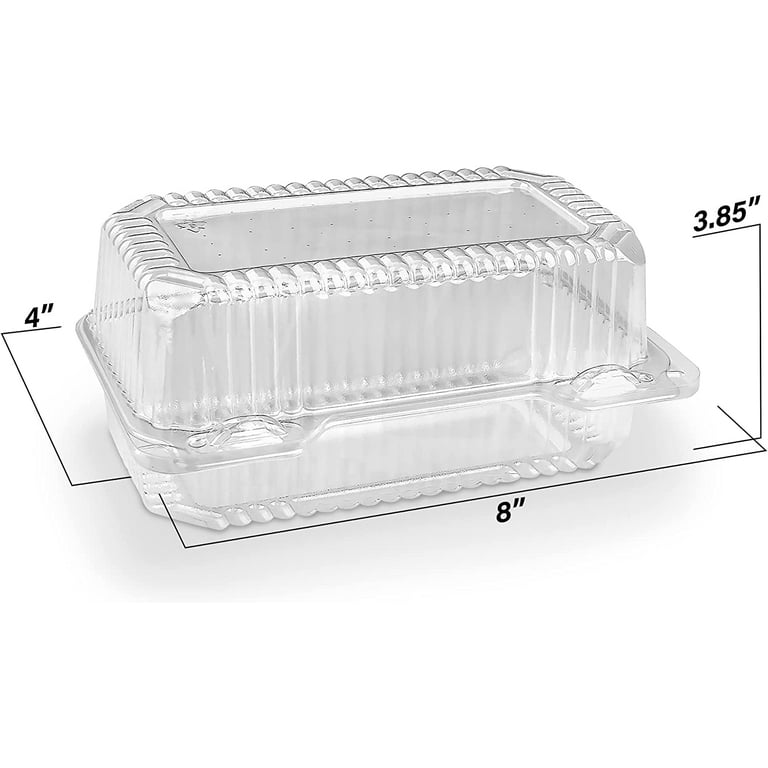 MT Products 8 x 4 x 3.85 Plastic Hinged Loaf Containers - Pack of 20