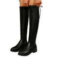 thumbnail image 5 of Gyexs Knee High Boots for Women Platform Thigh High Pull on Booties Chunky Heel Round Toe Long Boots Fall Winter Shoes #05 Black & Size 8.5, 5 of 9