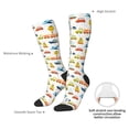 thumbnail image 4 of Xecao Cartoon Transport print thigh-high socks, crafted for both men and women with a stretchy, high-opaque design perfect for daily wear, 4 of 6