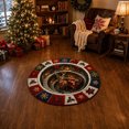 thumbnail image 4 of 3D Christmas Optical Illusion Round Rug, Reindeer Fire Pit Spiral Stair Visual Trap Floor Mat for Living Room, Entryway, Bedroom and Holiday Home Decor, 23.62 Inch, 4 of 7