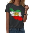 thumbnail image 2 of GEWSEY Women's Iran Map with Lion and Sun Emblem Vintage Persian Heritage V-Neck T-Shirt (Dark Gray, L), 2 of 6