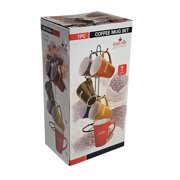 Marcelle 6 Pc. Ceramic Coffee Mug Set with Metal Stand, 11 oz.