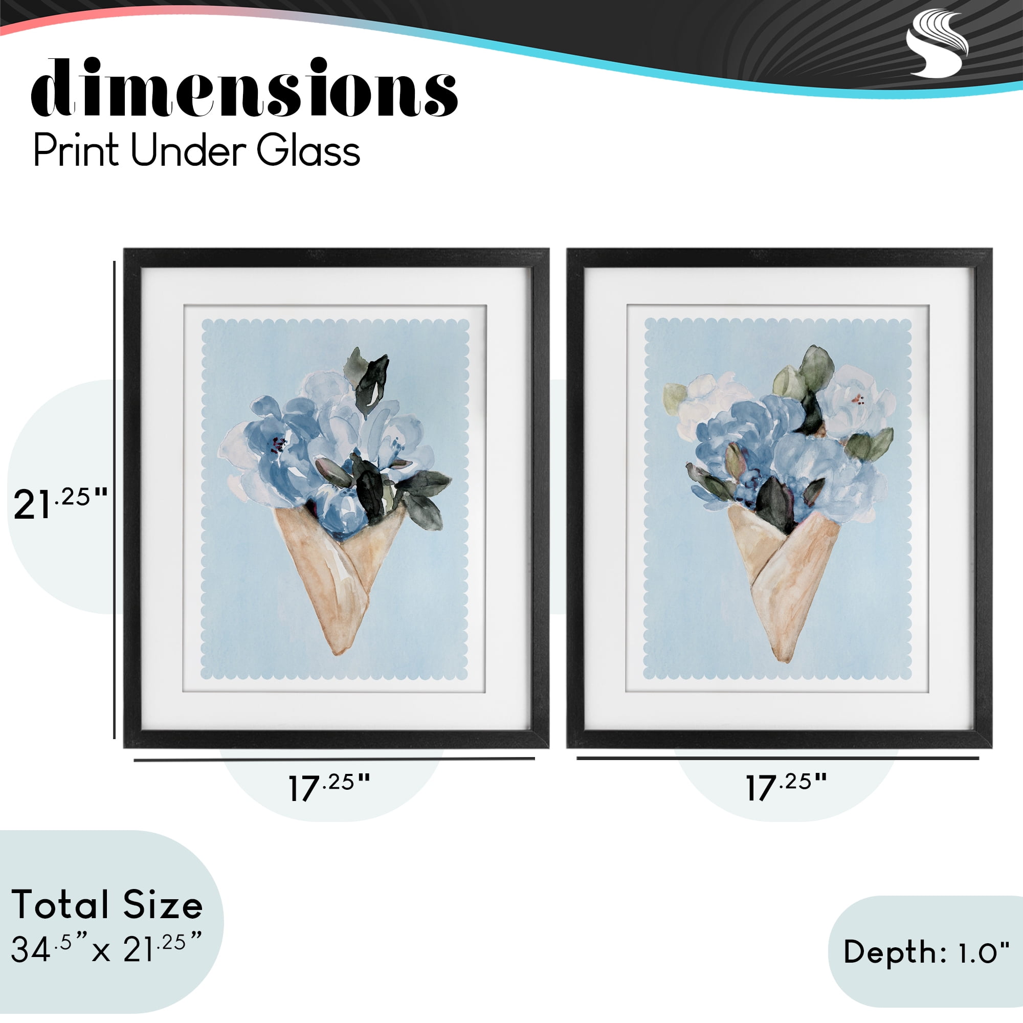 Stupell Industries Blue Flower Gift Bouquets 2 Piece Black Framed Print Under Glass Set, design by Lanie Loreth