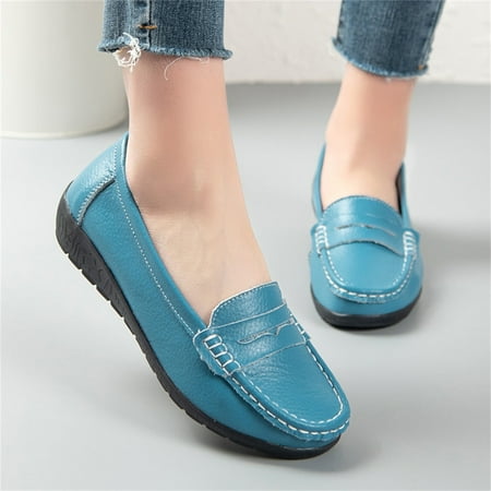 

Ykohkofe Ladies Casual Shoes Flat Heel Sole Overfoot Comfort Solid Color Single Shoes Loafers Casual Shoes