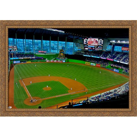 Marlins Park 40×28 Large Gold Ornate Wood Framed Canvas Art – Home of the Miami Marlins