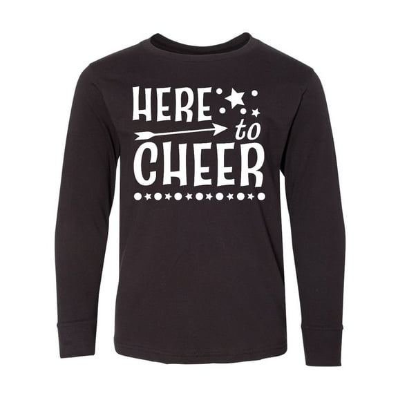 Inktastic Here to Cheer Cheerleading with Arrow and Stars Long Sleeve Youth T-Shirt