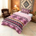 thumbnail image 2 of Manfei Southwestern Aztec Twin Comforter Sets, , Pink Black Bedding Set, Pink Reversible 2-Piece, 1 Comforter and 1 Pillowcase, 2 of 6