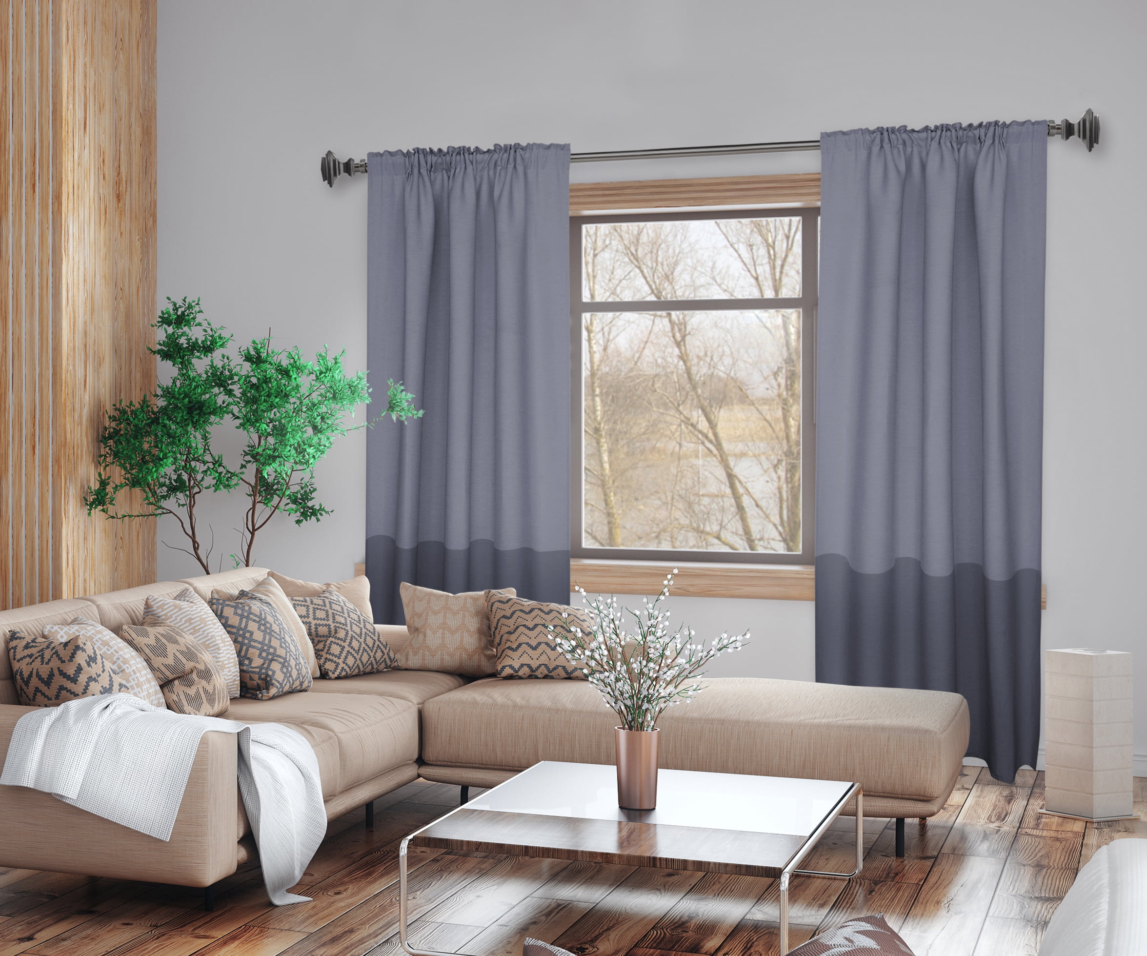 Better Homes & Gardens 1” Metal Square Single Curtain Rod, Pewter, 120-180”
