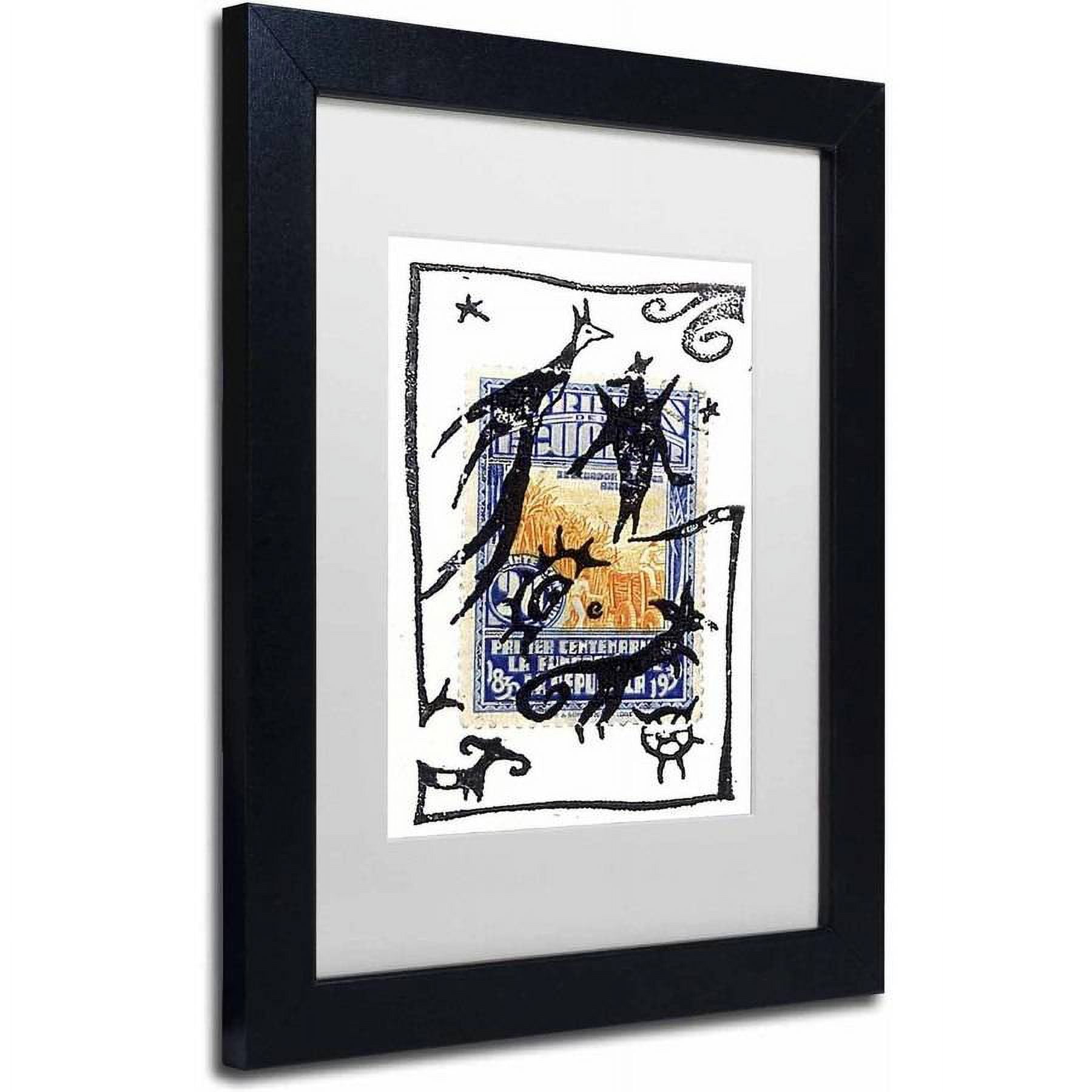 Trademark Fine Art 'Pelicos Stamp' Canvas Art by Nick Bantock, White Matte, Black Frame