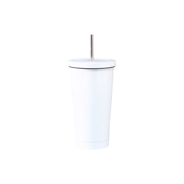 Cateissary Frasco de vacío de acero inoxidable, paja desmontable antideslizante, 500ml, reutilizable, lavable, para leche, café, agua, taza, suministros Cocina y Comedor Blanco Cateissary HA073675-01B