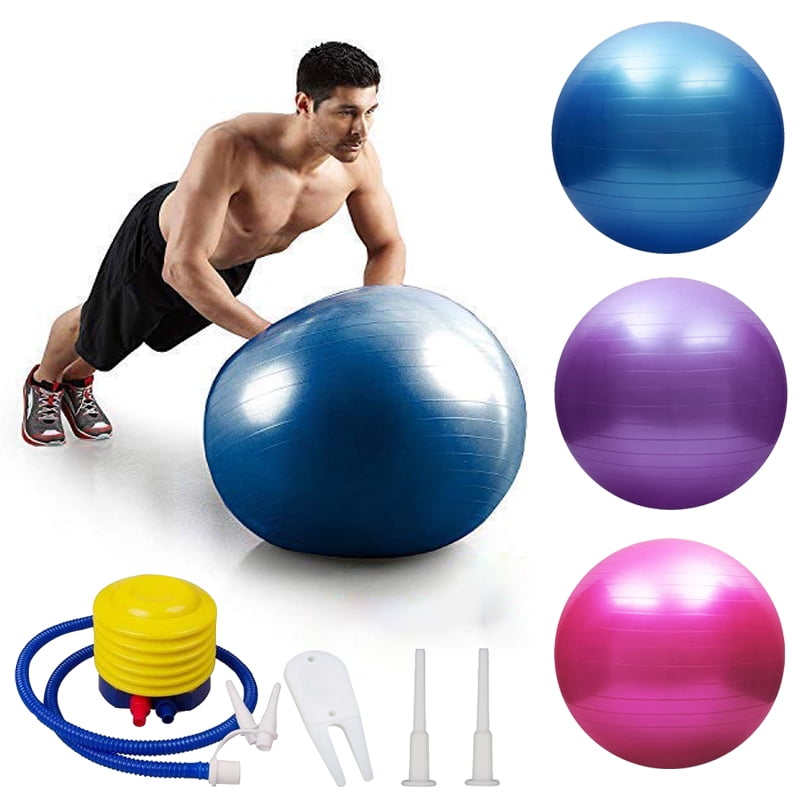 29.5'' Yoga Ball Anti Burst Exercise Mixed Color w/Air Pump for Fitness Pilates 