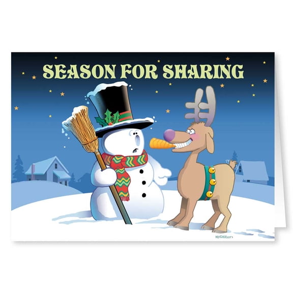 Funny Christmas Card - Time for Sharing? - 18 Cards & Envelopes