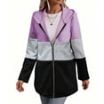 thumbnail image 5 of cocolona Womens Color Block Jackets Zip Up Hooded Long Sleeve Sweatshirts Casual Loose Plus Szie Fall Tops, 5 of 5