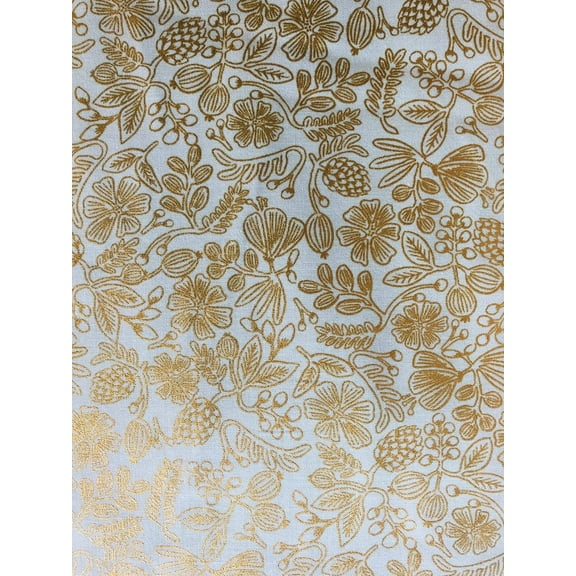 Rifle Paper Co Cotton Steel Primavera Moxie Floral Mint Metallic Fabric