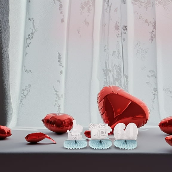 LABSERRON 9Pcs Honeycomb Table Centerpieces for Couples Family Anniversary Party Setup 60th Wedding Decor