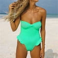 thumbnail image 6 of MSJUHEG One Piece Swimsuit Women,Green Swimsuits for Women,Striped Swimsuits for Women,Ribbed Monokinis Swimsuit Bathing Suits Swimwear,Bandeau Tankini Swimsuits for Women,Ruffle Bikini Green L, 6 of 7