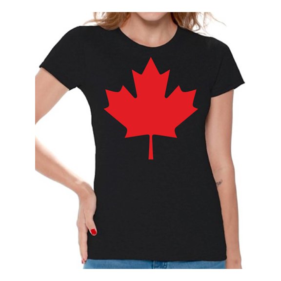 Women's Canada Red Leaf Proud Canadian Graphic T-shirt