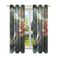 thumbnail image 6 of Dinosaur with Flowers Semi Sheer Curtains 2 Panels Faux Linen Voile Sheer Drapes for Office Living Room 63x42in, 6 of 7