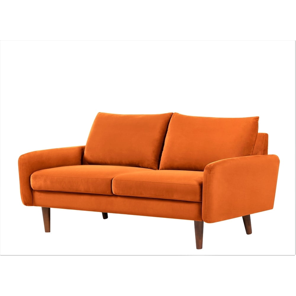 Uspridefurniture Maryellen 58''W Velvet Loveseat, Orange
