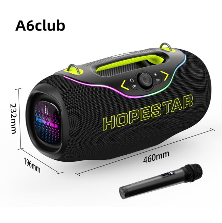 200W Wireless Bluetooth Speaker with 1Microphone, RGB Lights, Big Bass, 10M Range, Gray